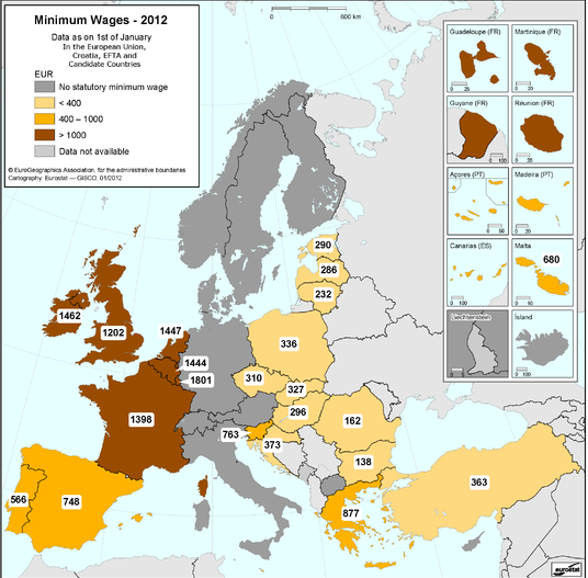 Minimum Wages Europe 2012