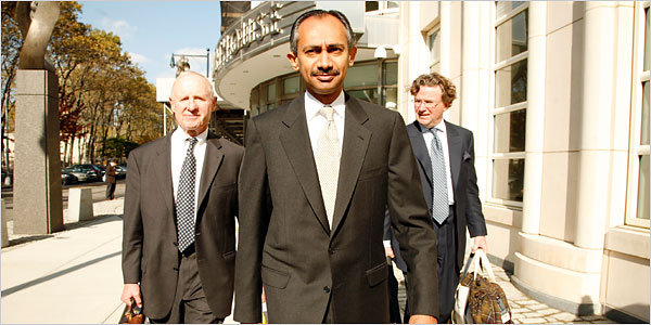 Sanjay Kumar (center), here seen accompanied by his lawyers. He was eventually sentenced to 12 years imprisonment  Photo credit: Patrick Andrade / NYT