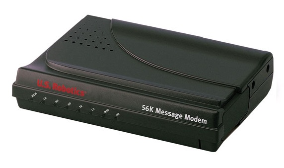 1990s internet communication: a popular US Robotics 56K dial-up modem  Image credit: US Robotics