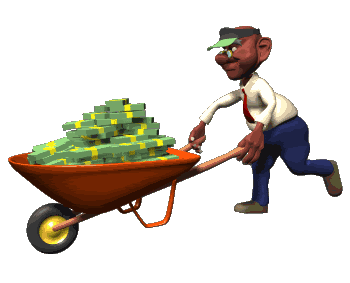 Image result for wheelbarrow full of money  gif