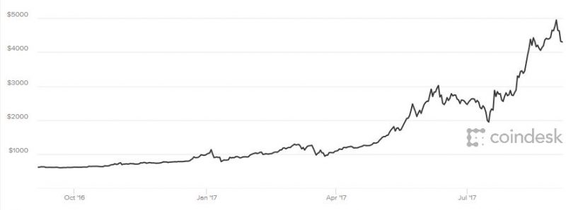 Bitcoin in USD 1 Year